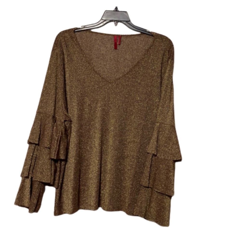 Gold ruffle sleeve top